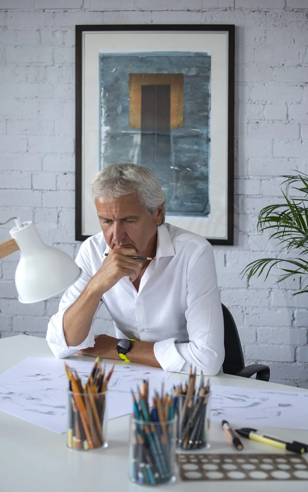 A Samuel Heath product designer begins. sketching bathroom fixture ideas