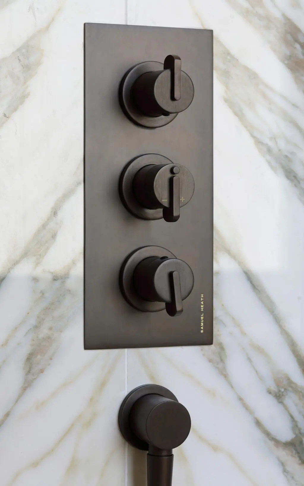 Samuel Heath Xenon concealed shower with flow controls in City Bronze