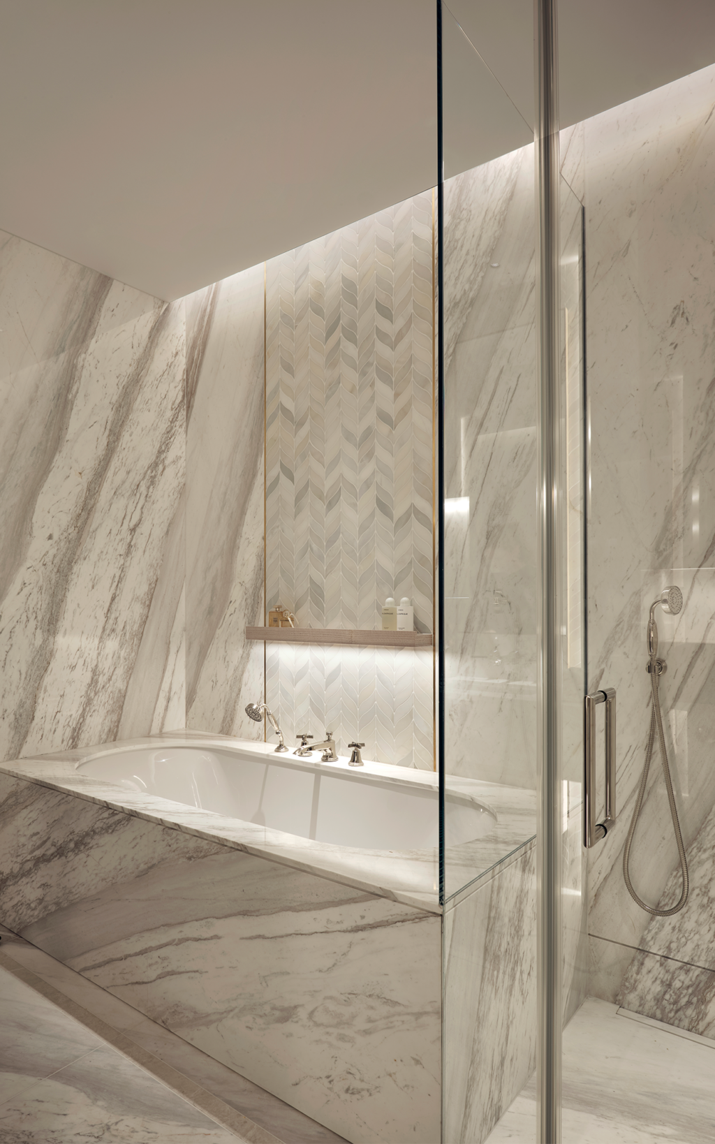 marble bath with Samuel Heath Bath taps