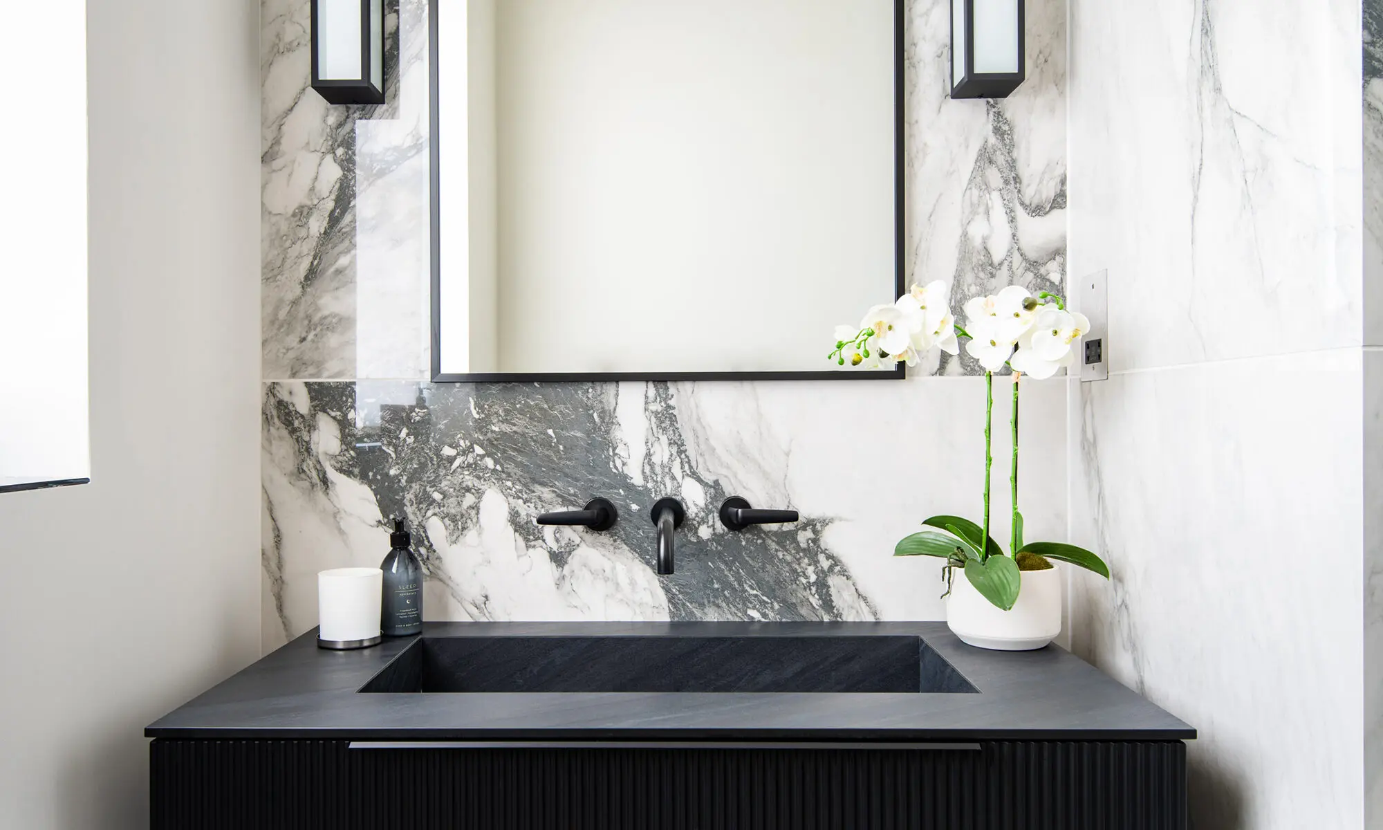 SGS Interiors Georgian style home with Samuel Heath bathroom with Speed Forme Basin Filler in Matt Black Chrome