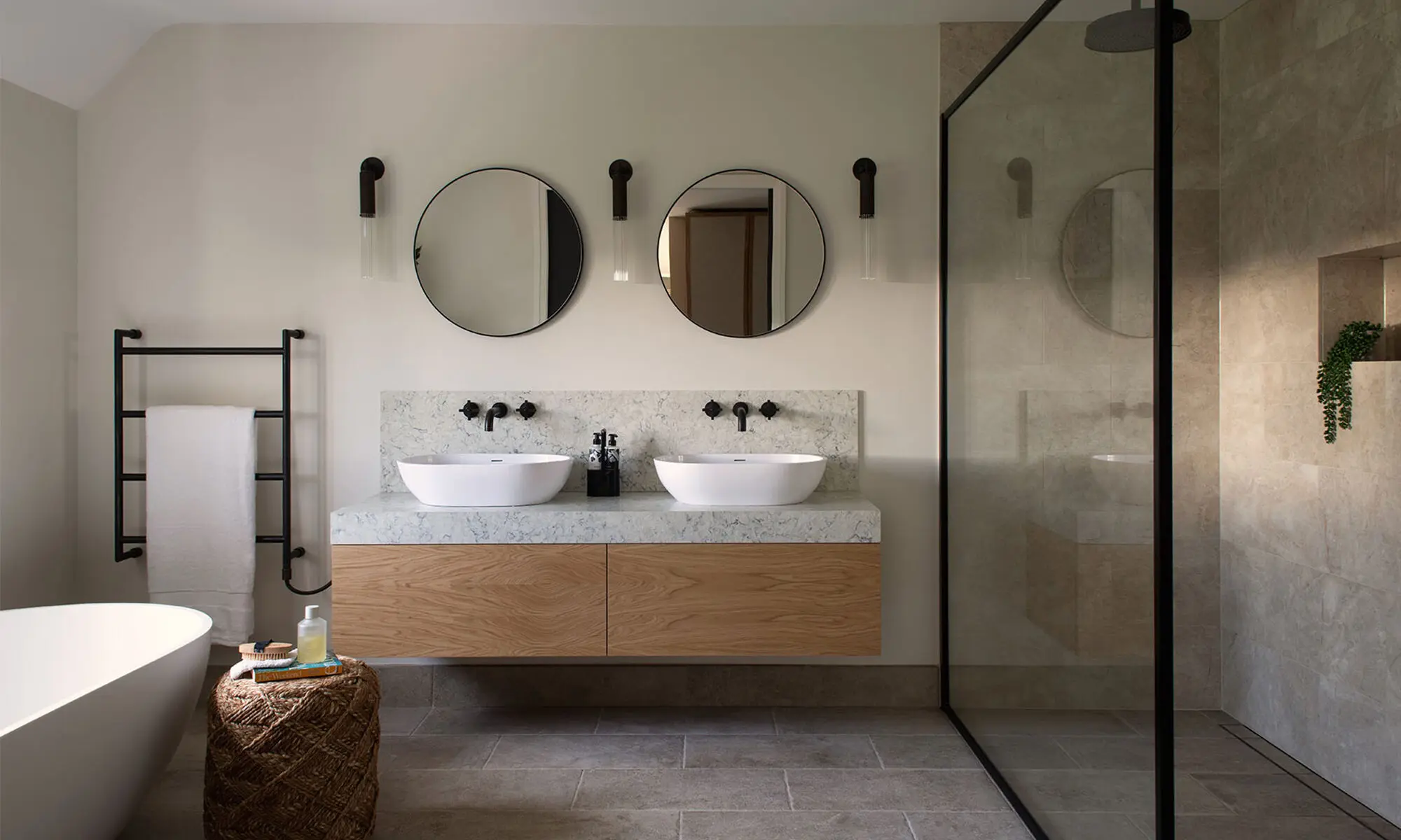 Bayswater Interiors Manor House master bathroom with Samuel Heath Landmark LMK Pure Basin Fillers in City Bronze