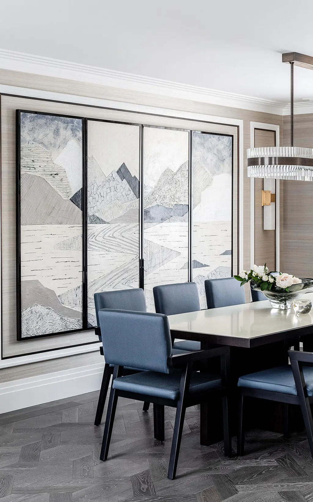 Elegant blue dining chairs