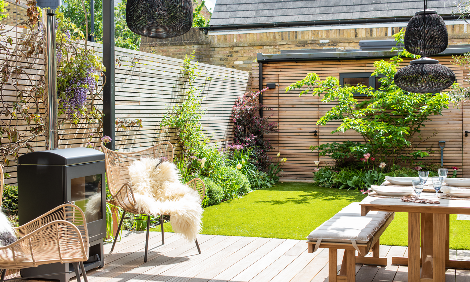 open plan wooden decking