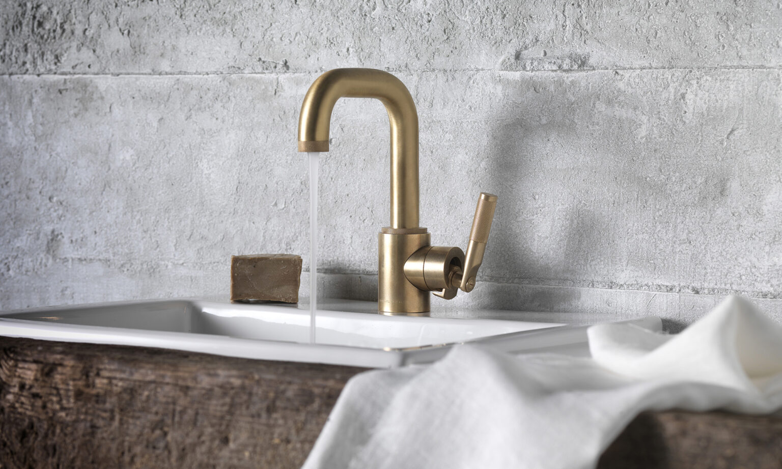 A finished Landmark Industrial basin mixer tap at the end of the design process.