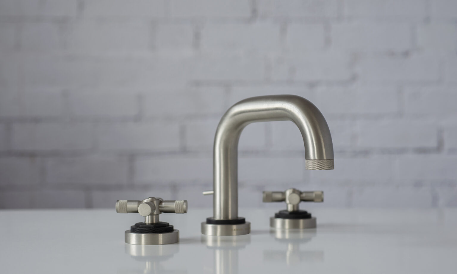 A finished Landmark Industrial three hole basin tap at the end of the design process.