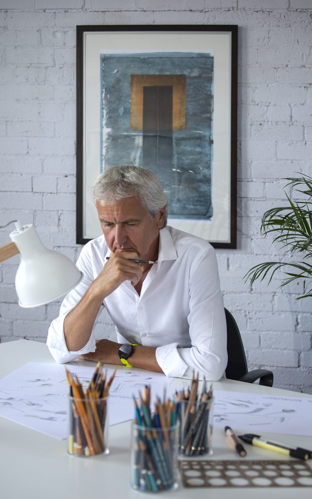 A Samuel Heath product designer begins. sketching bathroom fixture ideas