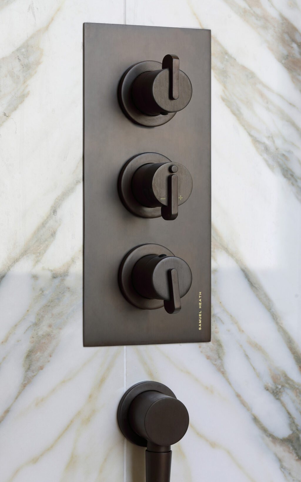 Samuel Heath Xenon concealed shower with flow controls in City Bronze