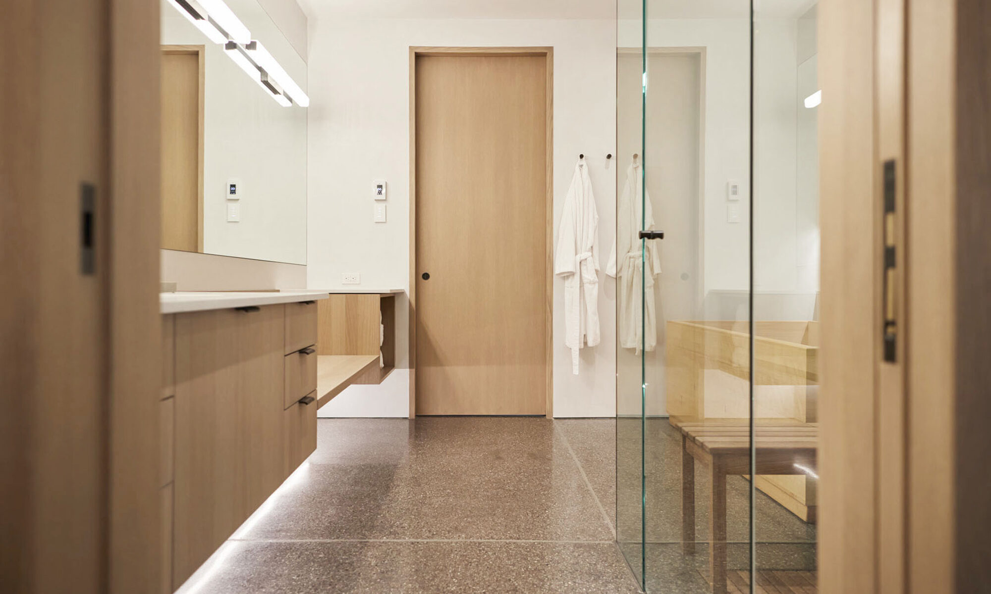 Spa bathroom in home with fixtures by Samuel Heath