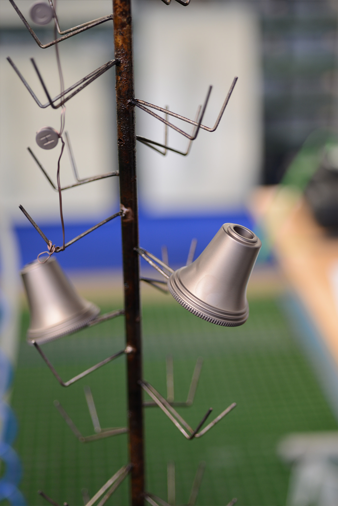 Complete basin side valve parts ready to go into the oven to cure